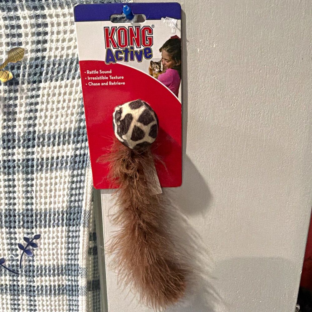 KONG Active Wild Tails Rattle Ball Cat Toy, Interactive (CB4)